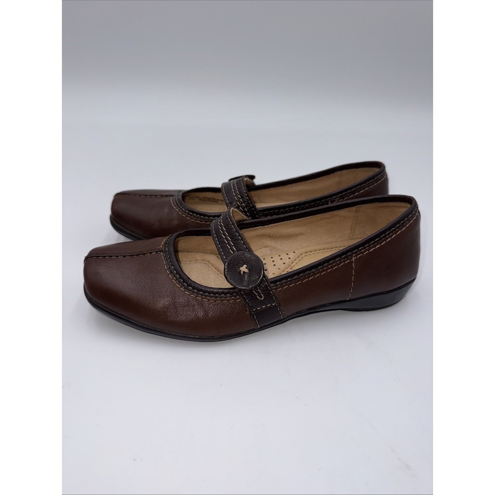 Naturalizer Leather Two Tone Dark Brown light Brown Slip on Shoes 4.5M Mary Jane